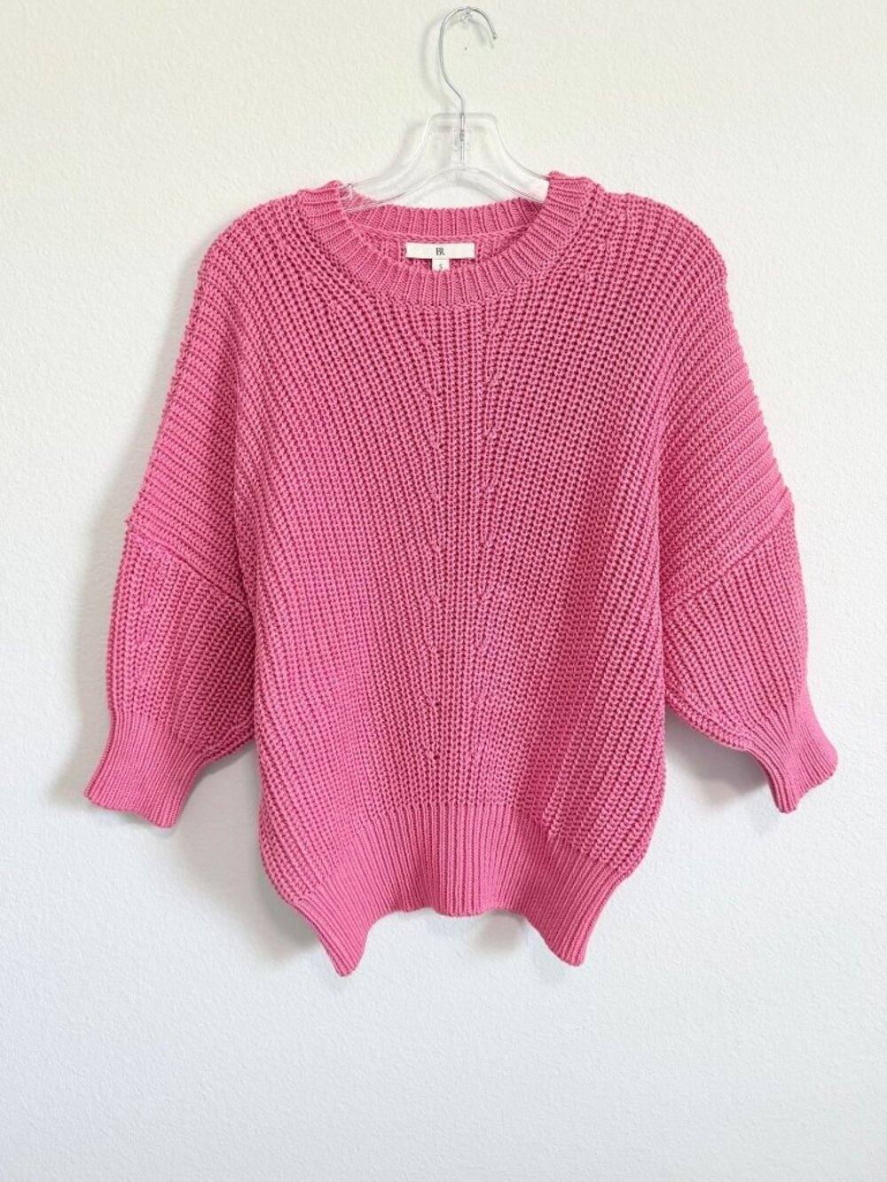 Banana Republic BR 3/4 Sleeve Crew Neck 100% Cotton Pink Sweater Women's Size S